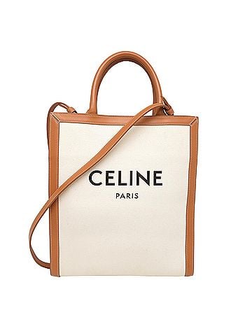 Céline Celine Vertical Cabas Small Women's Tote Bag, Canvas, Ivory (view 1)