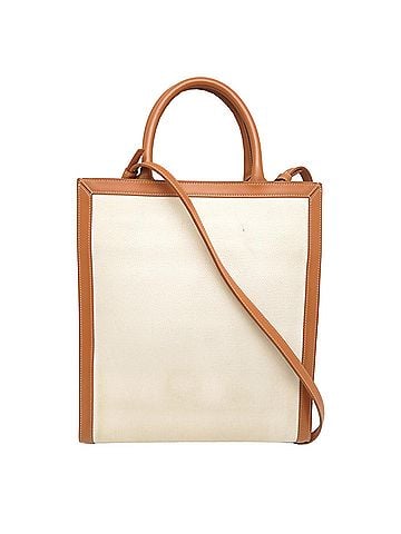 Céline Celine Vertical Cabas Small Women's Tote Bag, Canvas, Ivory (view 2)