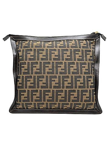 Fendi Fendi Flat Clutch Bag for Women and Men, Nylon, Zucca Pattern (Brown) (view 2)
