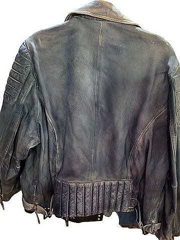 Joe Browns Distressed Blue Leather Biker Jacket Blazer (view 2)