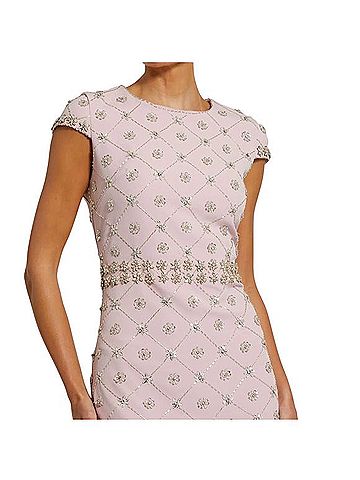 Mac Duggal Pink Hand Embellished High Neck Midi Dress Cocktail Dress (view 2)