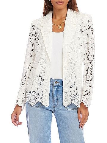 Karen Kane Floral Lace Scallop Edge Blazer Blazer (view 1)