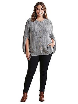ELOQUII Knit Capelet Oversized Cardigan Cardigan (view 1)
