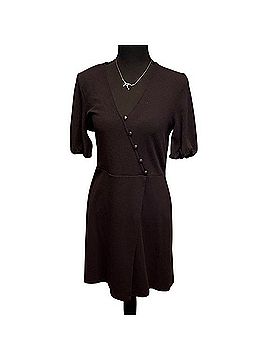 Madewell Black V-Neck Button-Trim Mini Dress Cocktail Dress (view 1)