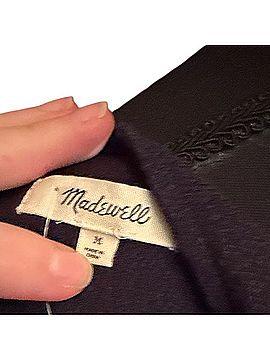 Madewell Black V-Neck Button-Trim Mini Dress Cocktail Dress (view 2)