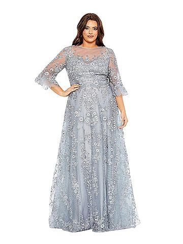 Mac Duggal Mac Duggal Flutter Sleeve Embroidered Gown Platinum 20471 Sz 24W 24 NWT $798 Cocktail Dress (view 1)