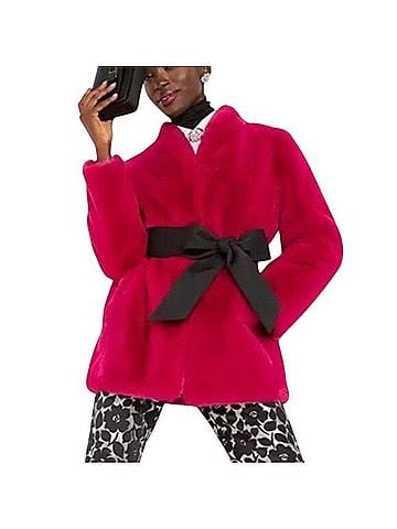 Kate Spade New York Bow-Waist Faux Fur Coat Faux Fur Jacket (view 1)