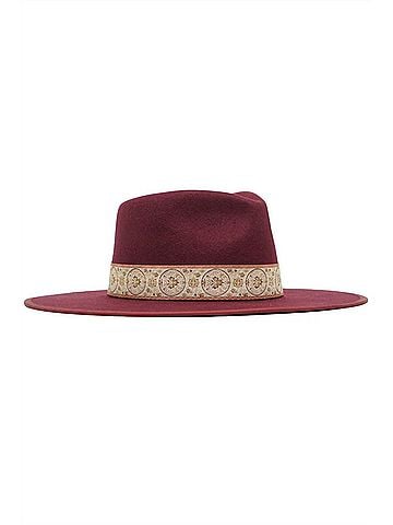 Olive & Pique Women's Melisande Hat in Burgundy (view 2)