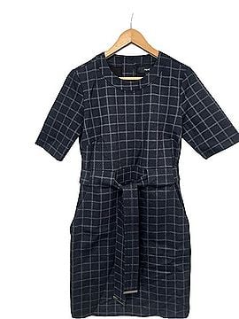 Next Navy Windowpane Belted Midi Dress Casual Dress (view 1)