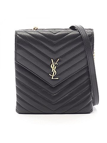 Yves Saint Laurent Yves Saint Laurent Saint Laurent Paris YSL logo shoulder bag/handbag, leather, women's, black, 5672718 (view 1)