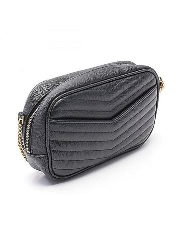 Yves Saint Laurent Yves Saint Laurent Saint Laurent Paris Lou Mini Shoulder Bag/Handbag, Leather, Women's, Black, 612579 (view 2)