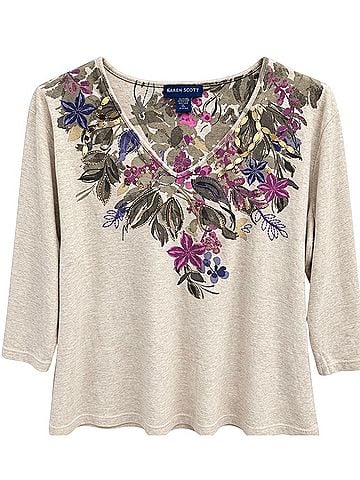 Karen Scott 3/4 Sleeve Blouse (view 1)