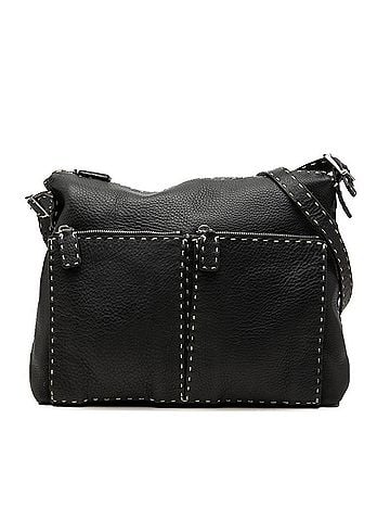 Fendi Fendi Selleria Stitch Crossbody Shoulder Bag, Black Leather, Women's FENDI (view 1)
