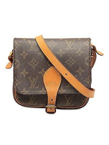 Louis Vuitton Louis Vuitton Monogram Mini Cartouchiere Crossbody Shoulder Bag M51254 Brown Leather Women's LOUIS VUITTON (view 1)