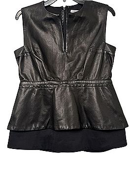 Diane von Furstenberg Genuine Leather Peplum Top Leather Top (view 1)