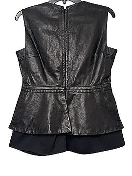 Diane von Furstenberg Genuine Leather Peplum Top Leather Top (view 2)