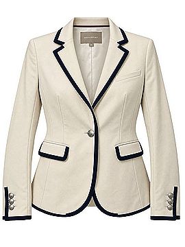 Banana Republic Ivory Black Piped Blazer Silver Crest Buttons Blazer (view 1)