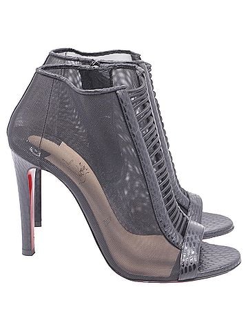 Christian Louboutin Christian Louboutin Trouble Open-Tie Ankle Boots in Black Mesh (view 1)