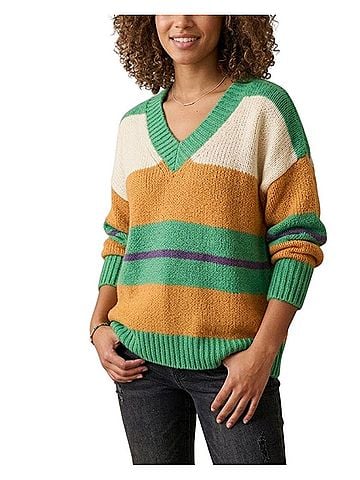 Pol colorblock oversized v neck Pullover Sweater (view 1)