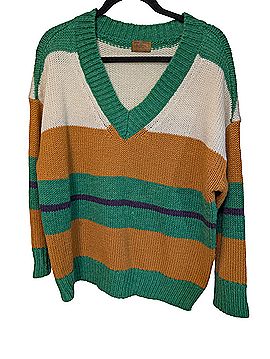 Pol colorblock oversized v neck Pullover Sweater (view 2)