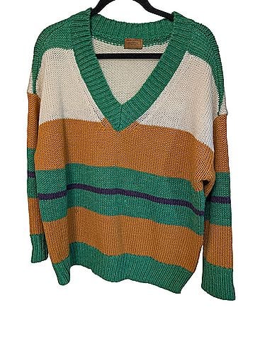 Pol colorblock oversized v neck Pullover Sweater (view 2)