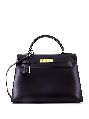Hermès Kelly Handbag Noir Box Calf with Gold Hardware 32 (view 1)