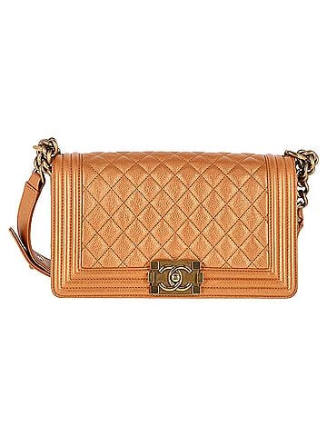 Chanel Chanel Quilted Medium Boy Flap Bag in Brown Lambskin Leather (view 1)