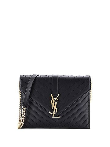 Saint Laurent Classic Monogram Envelope Chain Bag Matelasse Chevron Leather Medium (view 1)