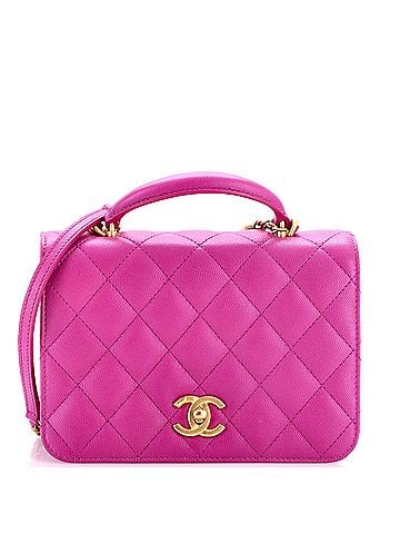 Chanel CC Top Handle Chain Full Flap Bag Quilted Caviar Small (view 1)