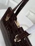 Reformation Nara Smith Croc Embossed Leather Chocolate Brown Bag Shoulder Bag - photo 8