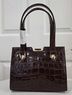 Reformation Nara Smith Croc Embossed Leather Chocolate Brown Bag Shoulder Bag - photo 4