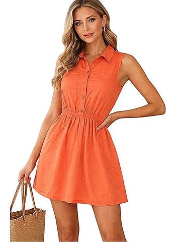 Derek Heart Sleeveless Collared Midi Dress Casual Dress (view 1)