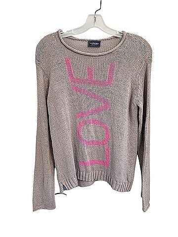Wooden Ships Beige Crewneck Sweater Pink LOVE Graphic Pullover Sweater (view 2)