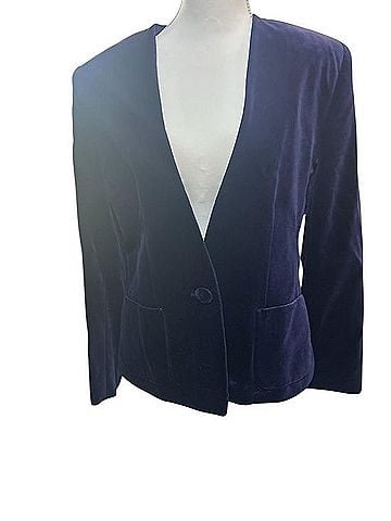 Evan Picone Navy Velvet Single-Button Blazer Blazer (view 1)