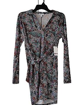 Bar III Multicolor Printed Wrap Dress Casual Dress (view 1)