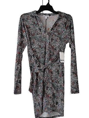 Bar III Multicolor Printed Wrap Dress Casual Dress (view 1)