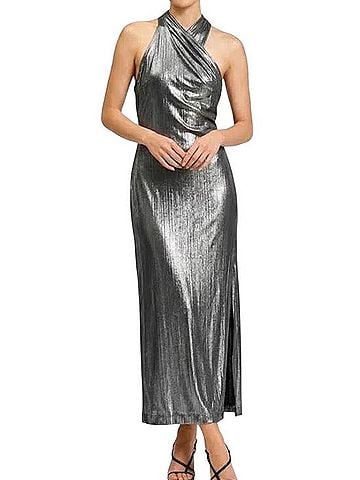 RACHEL Rachel Roy Silver Metallic Maxi Dress Casual Dress (view 1)