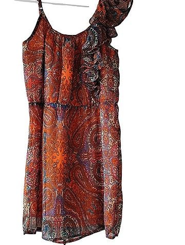 Envy Envy Me Ruffled Paisley One-Shoulder Dress Casual Dress (view 2)