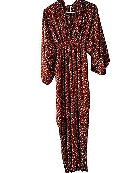 Storia Rust Floral Maxi Dress With Ruffle Vneck Casual Dress (view 1)