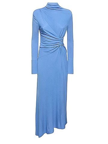 Victoria Beckham High Neck Stretch Jersey Asymmetrical Midi Dress Cocktail Dress (view 2)