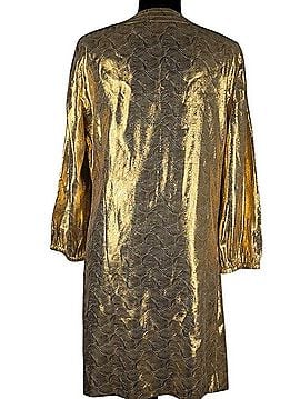 Tory Burch Gold Metallic Shift Dress Cocktail Dress (view 2)