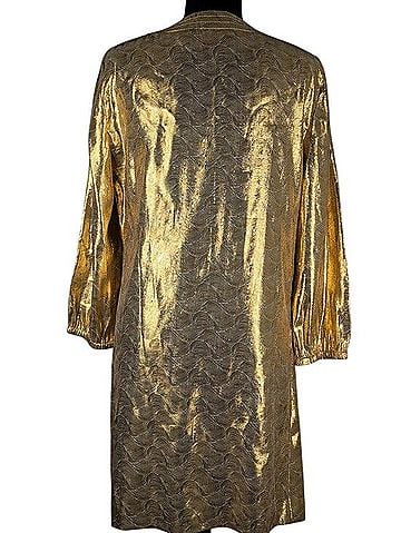 Tory Burch Gold Metallic Shift Dress Cocktail Dress (view 2)