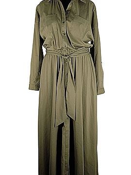 Gabrielle Union x FASHION TO FIGURE Gabrielle Union X Nyco Olive Green Maxi Utility Shirt Dress Casual Dress (view 1)