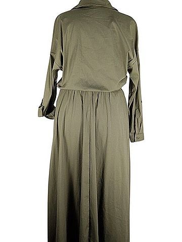 Gabrielle Union x FASHION TO FIGURE Gabrielle Union X Nyco Olive Green Maxi Utility Shirt Dress Casual Dress (view 2)