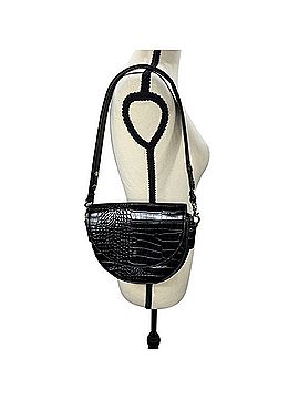 MNG Mango Black Crocodile Embossed Half Moon Shoulder Bag Shoulder Bag (view 2)