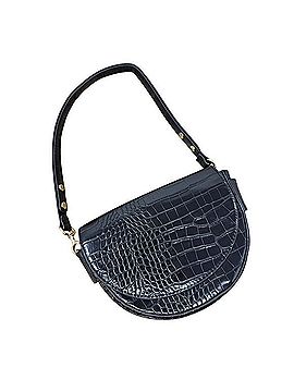 MNG Mango Black Crocodile Embossed Half Moon Shoulder Bag Shoulder Bag (view 1)