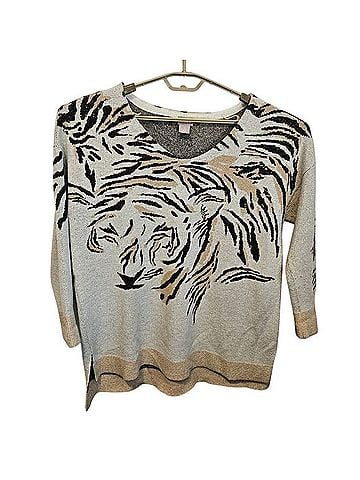 Chico's Tiger V-Neck Knit Sweater Pullover Sweater (view 1)