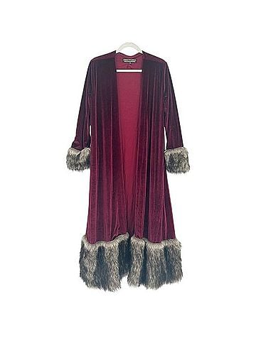 Jennifer & Grace Mob Wife Velvet Duster Cardigan Coat (view 1)