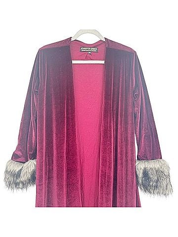 Jennifer & Grace Mob Wife Velvet Duster Cardigan Coat (view 2)