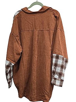 Adora Brown Corduroy and Plaid Button-Down Shirt Long Sleeve T-Shirt (view 2)